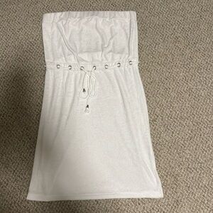 White terry cloth beach coverup strapless could be used as a casual dress size M